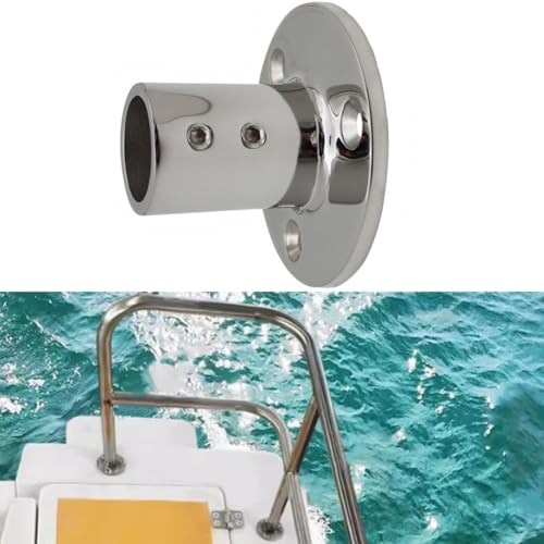 CashMuch 316 Stainless Steel Boat Hand Rail Base for 7/8 or 1 Tube Yacht Railing Mount, Silver