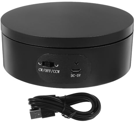 TOYANDONA Espositore Rotante Elettrico per Gioielli in Plastica ABS Tavolo Girevole Antiscivolo Base Girevole per Fotografia e Esposizione di Orologi Cosmetici e Modellini Supporto