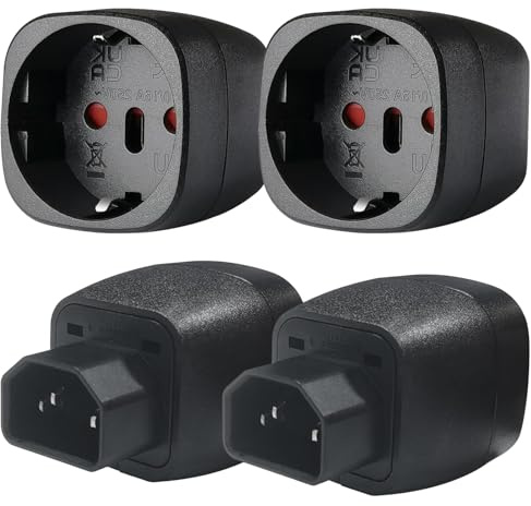 4 Stück EU auf C14 Stecker, Kaltgerätestecker, C14 auf CEE7, 250V/10A CEE Schuko Adapter, IEC C14 Stecker Geeignet für Rechenzentren, PDU-Einheiten, Kleine Server, Netzwerkgeräte und USV
