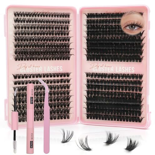 VEGCOO Wimpern Extensions Set 560 Stück Cluster Lashes,10-16mm 60D 100D 120D 150D DIY Volume D Curl Lash Extension Set