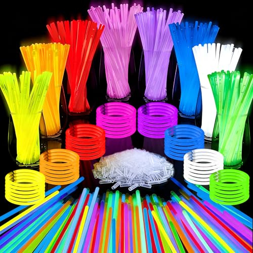 150 Pulseras Luminosas Fluorescentes Niños Adultos - Ultra Brillantes Pulseras Fluorescentes con 150 Conectores, 8 Colores Barras Luminosas para Fiestas Cumpleaños Eventos Bodas Celebraciones Neon