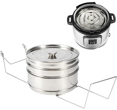 Pwshymi 3-stufiges Dampfgartopf-Set, Stapelbarer Edelstahl-Dampfkorb, Kochtopf-Zubehör Zum Kochen in der Familienküche, Silber, 18,5 X 7,5 Zoll
