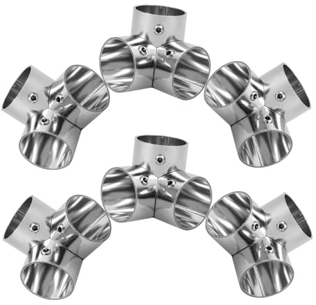 minkissy Morsetti a 3 Vie in Acciaio Inossidabile 25Mm 6 Pezzi per Fissaggio Recinzioni e Pensiline, Raccordi per Tubo e Strutture, Utilizzo Esterno
