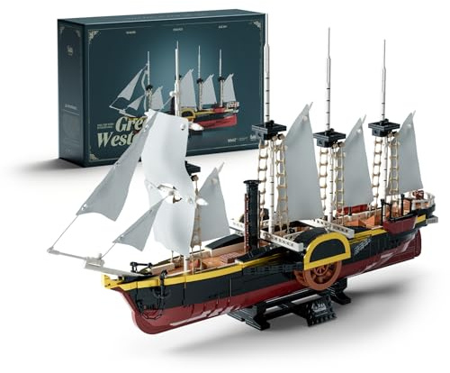Nifeliz Schiff Great Western Dampfschiff Klemmbausteine, NF10346 | Dekoratives Modellbausatz Sammlerstück zur Ausstellung und Sammlung, Geschenk für Schiffsenthusiasten