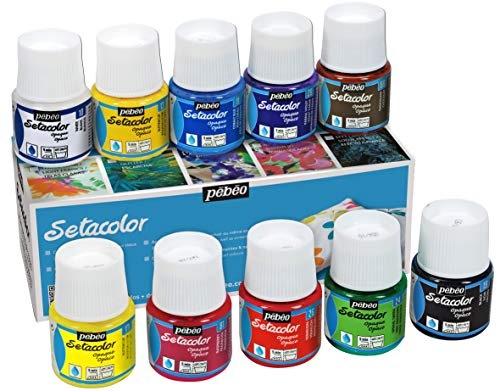 Pebeo 22603 pintura textil sétacol Opaque couvrante – Juego de 10 45 ml surtidos