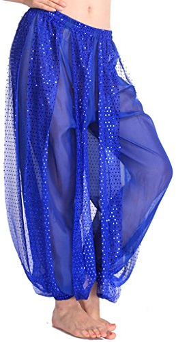 Best Dance Damen-Bauchtanz-Hose, glänzendes Kostüm, Pluderhose und Haremshose Gr. Einheitsgröße, dunkelblau