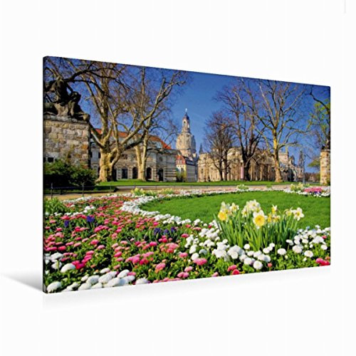 Premium Textil-Leinwand 120 x 80 cm Quer-Format Dresden Frauenkirche | Wandbild, HD-Bild auf Keilrahmen, Fertigbild auf hochwertigem Vlies, Leinwanddruck von LianeM