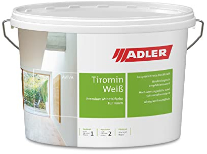 ADLER Tiromin weiß 3 Liter - Premium Silikatfarbe innen weiß, Mineralfarbe - ohne Lösemittel, Weichmacher und Konservierungsmittel