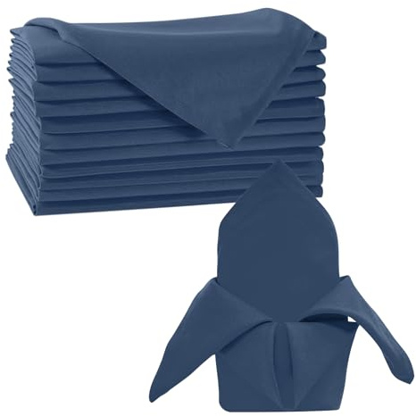 Trimming Shop Tygservetter 50 cm x 50 cm middagsservetter, tvättbar återanvändbar bomullspolyester bordsservett för bröllop, bankett, hem, hotell, cocktail, matfest, marinblå, 10 st