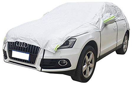 Auto Abdeckplane Autoabdeckung Halbe Autoabdeckung Wasserdicht Sonnenschutz UV-Schutz Wetterfest PEVA Umweltfreundliche，Grau，One Size