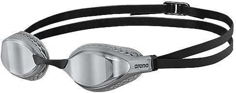 arena Airspeed Mirror simglasögon för vuxna och unisex, simglasögon med stora glasögon, UV-skydd, 3 utbytbara näsbryggor, honungskakestätningar, grå