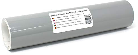 Finest Folia 3m x 31cm Plotterfolie 105 Farben Matt/Glänzend Selbstklebend Bastelfolie zum Plotten Möbelfolie (074 Mittelgrau, Matt)