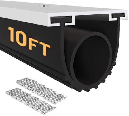 Garage Door Seals Bottom Rubber with Pre-drilled Aluminum Track Retainer Base Kit,Heavy-Duty U Shape +O Ring Combination Garage Door Weather Stripping Kit (10Ft, Black)