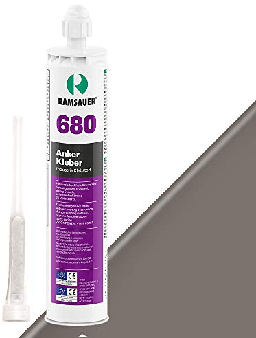 RAMSAUER 680 Anker Kleber (Hellgrau) - 445g Kartusche, Verbundmörtel mit Vinylharz, Verklebung Voll- & Hohlmaterial, Glasbrüstungen, haftet auf Beton, Stein, Lochstein, schnell härtend