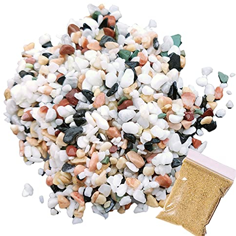 Cayway Sable Naturel Gravier Aquarium Naturels, 1 KG Gravier pour Jardin et 100G Sable Naturel pour Plantes en Pot, Jardin Féerique, Aquarium, Aménagement Paysager