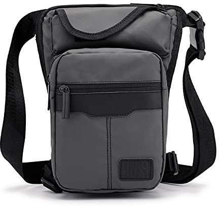 LIANYG Beintasche Motorrad,Oberschenkeltasche Nylon Männer Drop Beinbeutel Fanny Pack Motorrad Reiten Freizeit Schulter Kreuz Körper Oberschenkel Männliche Hüftgürtel Taille Taschen (Color : Grey)