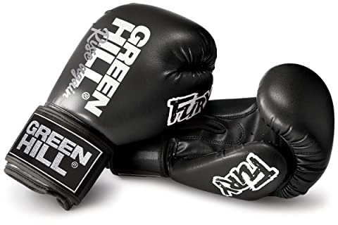 GUANTI DA BOXE FURY GREEN HILL GUANTONI DA PUGILATO KICK BOXING (12 Oz, Black)