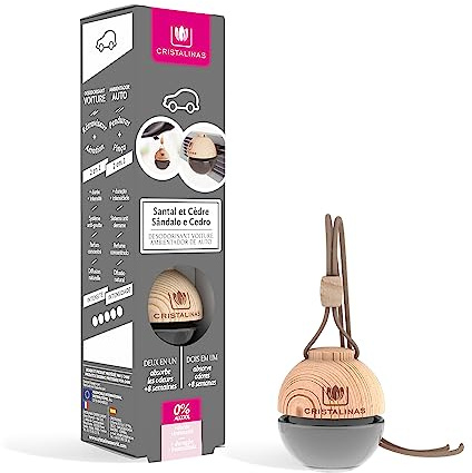 CRISTALINAS Ambientador de Coche – Absorbe los malos olores de tu vehículo con un agradable Aroma a Sándalo y Cedro