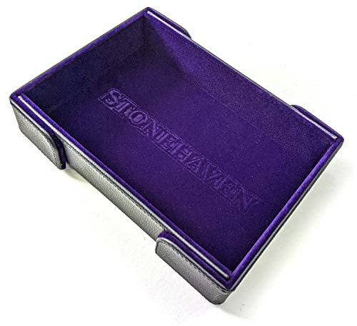 STONEHAVEN Royal Purple Velvet and PU Leather Foldable Magnetic Dice Tray - for Tabletop Games, Collectibles - Deep Purple Velvet, PU Leather, Magnets