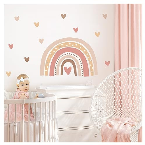 Little Deco Wandsticker Regenbogen Boho Wandtattoo Herzen Kinderzimmer Wandaufkleber Babyzimmer Wanddeko DL935-4