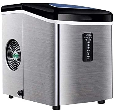 Ice Maker,Ice Maker Stainless Steel Ice Maker Machine Counter Top Home Ice Cubes Ready in 6 Mins Self-Clean Function LCD Display 3.2 Litre with Ice Scoop Basket wangbingy