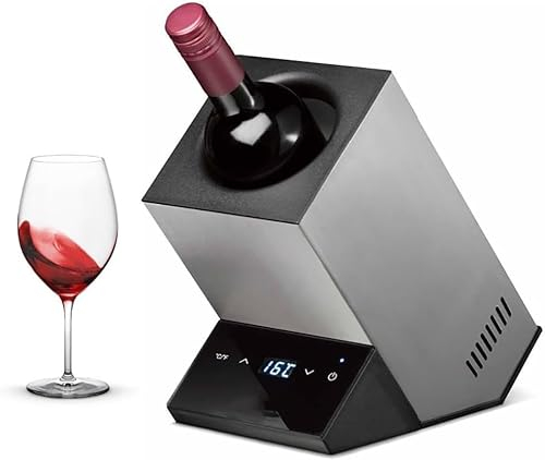 Enfriador de Vino eléctrico, Enfriador de Vino eléctrico, Enfriador de Botellas de Vino y Bebidas con Pantalla LED, Botella Individual, Cubo de Hielo para Vino, Control de TER