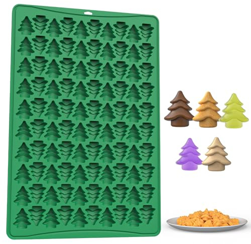 PTaizjjz Weihnachts Silikonform, 100 Mulden Weihnachtsbaum Schokoladenform | Mini-Gummi-Form zum Backen, Kekse, Pudding, Gelee, Hundeleckerli