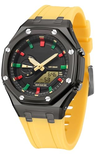 BIEWO Herren-Armbanduhr, analog, digital, Sport, Damen, Dual-Display, wasserdicht, Militär-Uhren mit Weltzeit-Multifunktionsuhr für Unisex
