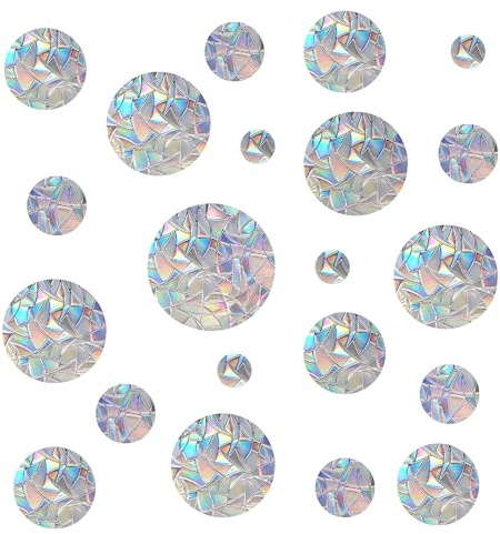 48 Stück Prism-Fenster-Abziehbilder für Vogelschlag, Kreis-Stil | Anti-Kollisions-Aufkleber,Stoppen Sie Vögel, die in Windows fliegen,Regenbogeneffekt