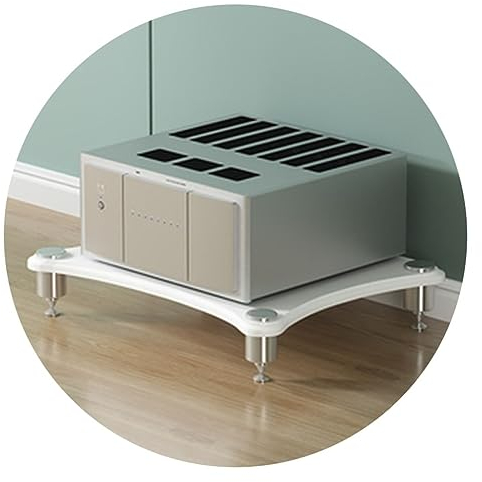 HiFi-Rack, AV-Regal, 1-stöckig MDF-TV-Ständer TV-Schrank HiFi-Verstärkerschrank Füße Und Stativ Leistungsverstärker-Regal Geräteschrank (Color : Weiß, S : 60 * 48 * 10cm(1Tier))