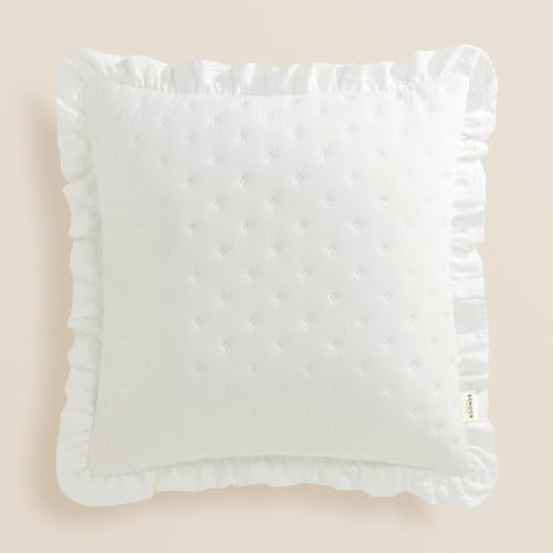 ROOM99 Molly 45 x 45 cm Zierkissenbezüg Kissenbezüg Kissenhüll Dekorative Dekokissen Wurfkissenbezug Deko Aesthetic Modern Schlafzimmer Wohnzimmer mit Rüsche ‎Ecru,1 Stück