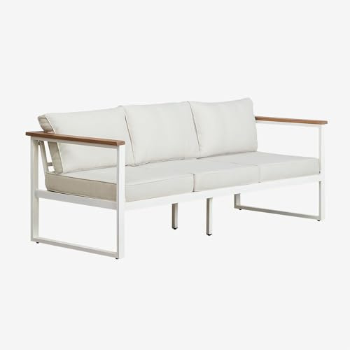 SKLUM 3-Sitzer-Gartensofa aus Aluminium und Lipov-Akazienholz -