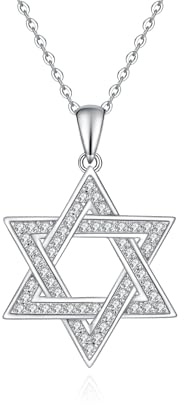 Fryneauy Stella Di Davide Collana Esagramma In Argento 925 Collana Pendente Gioielli Regalo Per Le Donne, 1.10 inch * 0.75 inch, Plata esterlina, No es una piedra preciosa