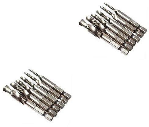 jojofuny 12 Piezas broca avellanadora broca y broca taladro de grifo rosca de punta espiral de tornillo complejo perforar