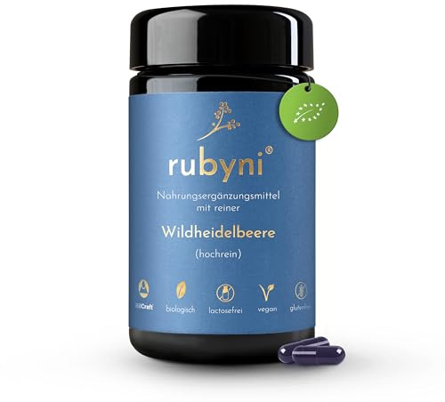 rubyni Wildheidelbeere - 90 Kapseln - 100% reiner Heidelbeeren Extrakt | Bio & Vegan - 820mg Wildheidelbeerextrakt pro Tagesdosis - Mit Polyphenolen & Anthocyanen - Hochkonzentriert - 100% BilCraft