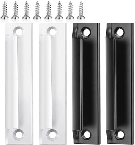 Lumeclat Set di 4 maniglie per porte balcone, con viti in acciaio inox, maniglia per porte terrazzo e armadi, in lega di alluminio, per porte, finestre, cassetti e ferramenta per mobili (Bianco-Nero)