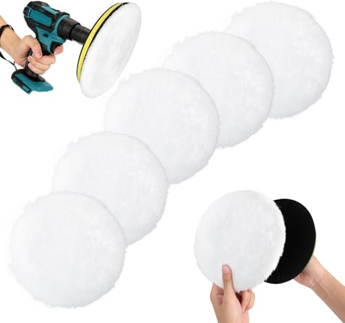AiQInu 180mm Tampon En Laine, 7 Pièces Kit Polissage Voiture Avec Disque Et Pad Pour Le Cirage, Avec M14 Adaptateur De Perceuse