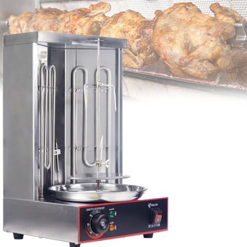 Beachtiful Macchina Elettrica per Doner Kebab, Macchina per Grill Giroscopica per Kebab da Carne Verticale, con 2 Tubi di Riscaldamento, Macchina per Arrostire Carne, per Commerciale e Domestico,110V