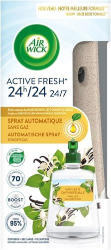 Air Wick Active Fresh Automatic Spray Diffuser Unit + Vanilla & Honeysuckle Refill 228ml