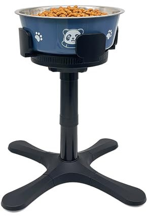 Adjustable Elevated Dog Bowl, Height Adjustable Non-Slip Raised Dog Bowl with 3 Heights and Tilted Feeding Stand Compatible with Various Dog Bowls for Medium Large Breed (Bowl Include)