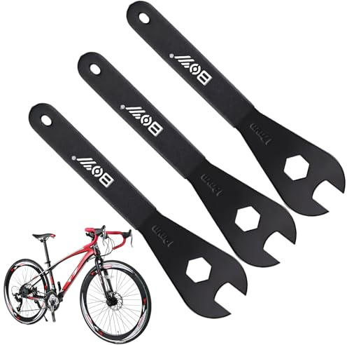 Gfamous 3 Piezas Llave de Conos para Bicicleta, Acero Al, Eje Pedalier, Juego Cónico (17, 18, 19 mm, Negro)