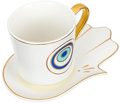 FUNOMOCYA Juego De Tazas De Cerámica Mango Curvo y Diseño Práctico Para Té y Leche
