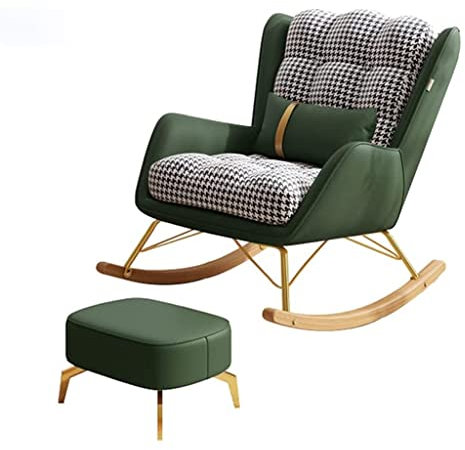 Sonnenliegen, Schaukelstühle fürs Kinderzimmer, Schaukelsessel mit Lendenkissen und Ottomane, Baby-Stillstuhl für den Innenbereich, bequemer Stillsessel, Mid-Century-Stuhl (Farbe: Grau
