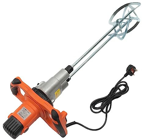Paddle Mixer,1800w Hand Held Double-Rod Electric Cement Mixer for Mortar Concrete Two Speeds Adjustable Speed,for Mixing Plaster Mortar Paint Glue