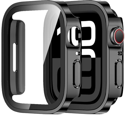 Amizee 2 Pack Case Compatible with Apple Watch Series 11/10 46mm Case with Built-in Screen Protector, Ultra-Thin Hard PC Straight Edge Anti-Scratch Protective Cover for iWatch (Black)
