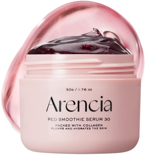 Arencia Máscara Suero Noche Cara Smoothie Rojo, Brillo y Calmante con 30% colágeno rojo, Niacinamida, Péptido, Vitamina E