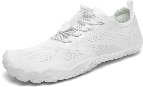 SAGUARO Barefoot Shoes Uomo Donna Scarpe Barefoot Scarpe Minimaliste Scarpette da Palestra Traspiranti Scarpette da Scoglio con Punta Larga e Suola a Goccia Zero Bianco,Gr.40