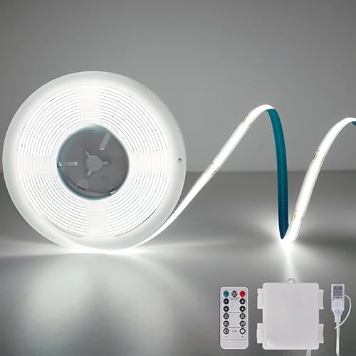 Tira de luces LED COB con mando a distancia, tira de luz LED de 2 m 640, regulable y flexible, para TV, ordenador, bicicleta, decoración de coche, 6000 K, blanco frío
