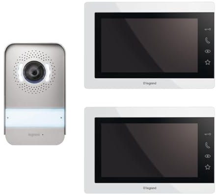 LEGRAND, EASYKIT Essential Video-Türsprechanlagen-Set mit 2-Draht-Anschluss, IP54-IK07, Farbe: Weiß, + EASYKIT Essential Video-Innenstelle 367910 & 363220