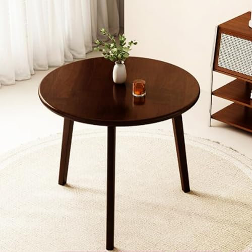 Moderno tavolo da pranzo rotondo in legno massello con finitura in rovere per piccolo soggiorno, diametro 70 cm, posti a sedere 2 4